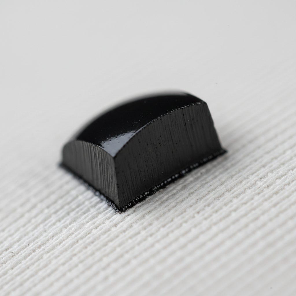45-degree macro of HD ink raised relief wall, domed top surface, and edge boundary
